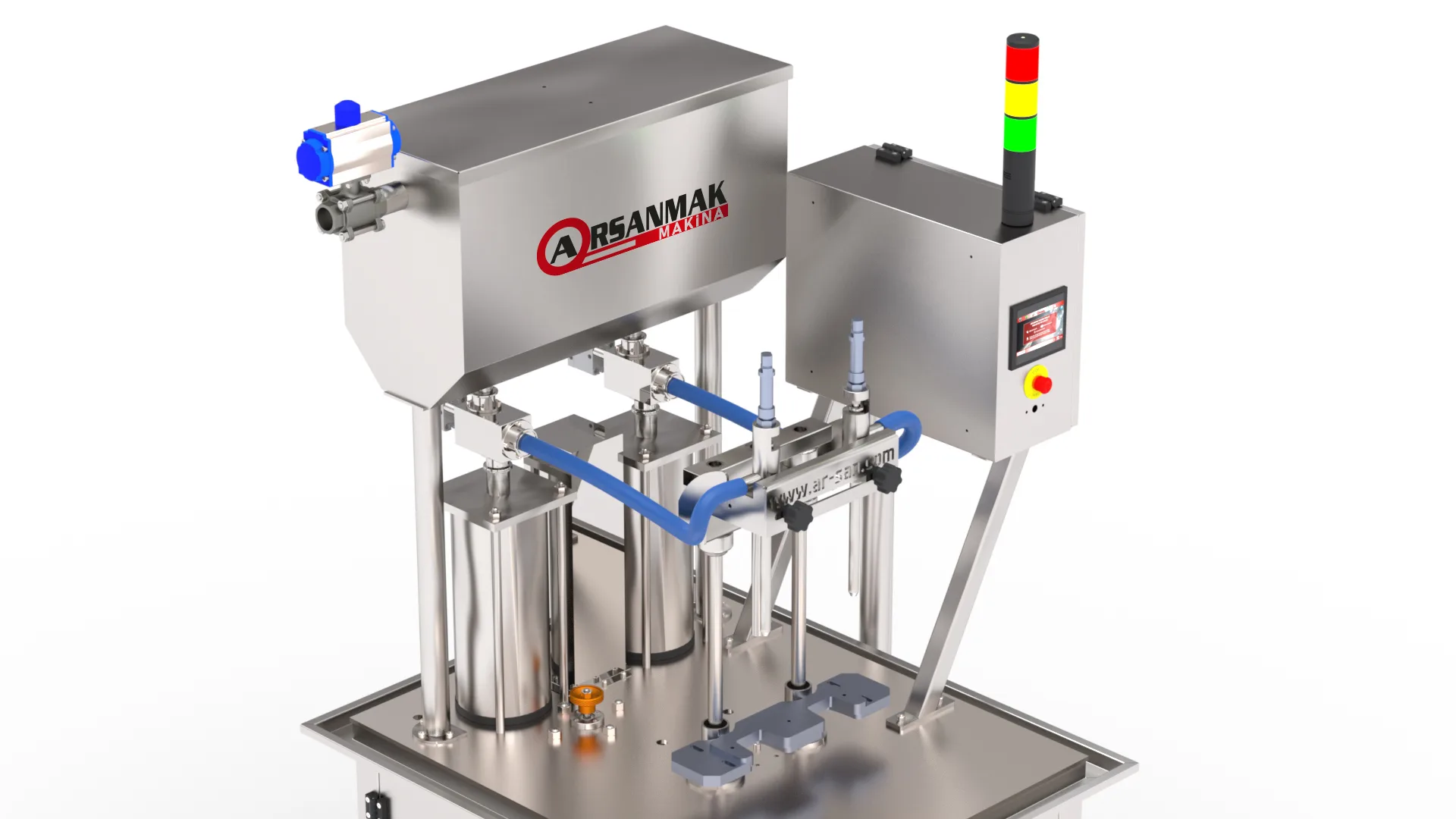 Macchina riempitrice semiautomatica a doppio ugello 3